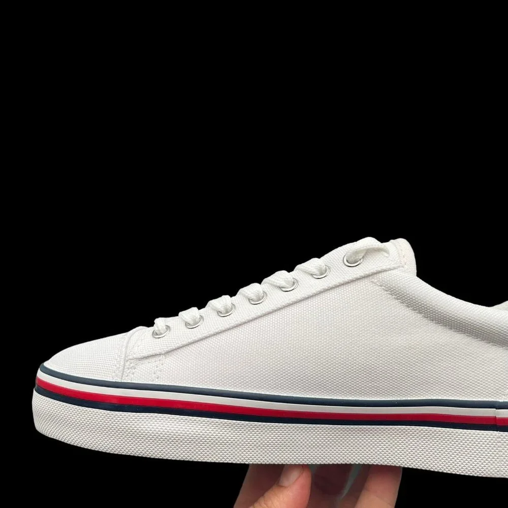 Tommy Hilfiger Women's Canvas Casual Sneakers Size 7.5-8.5-9 White Lace up Shoes